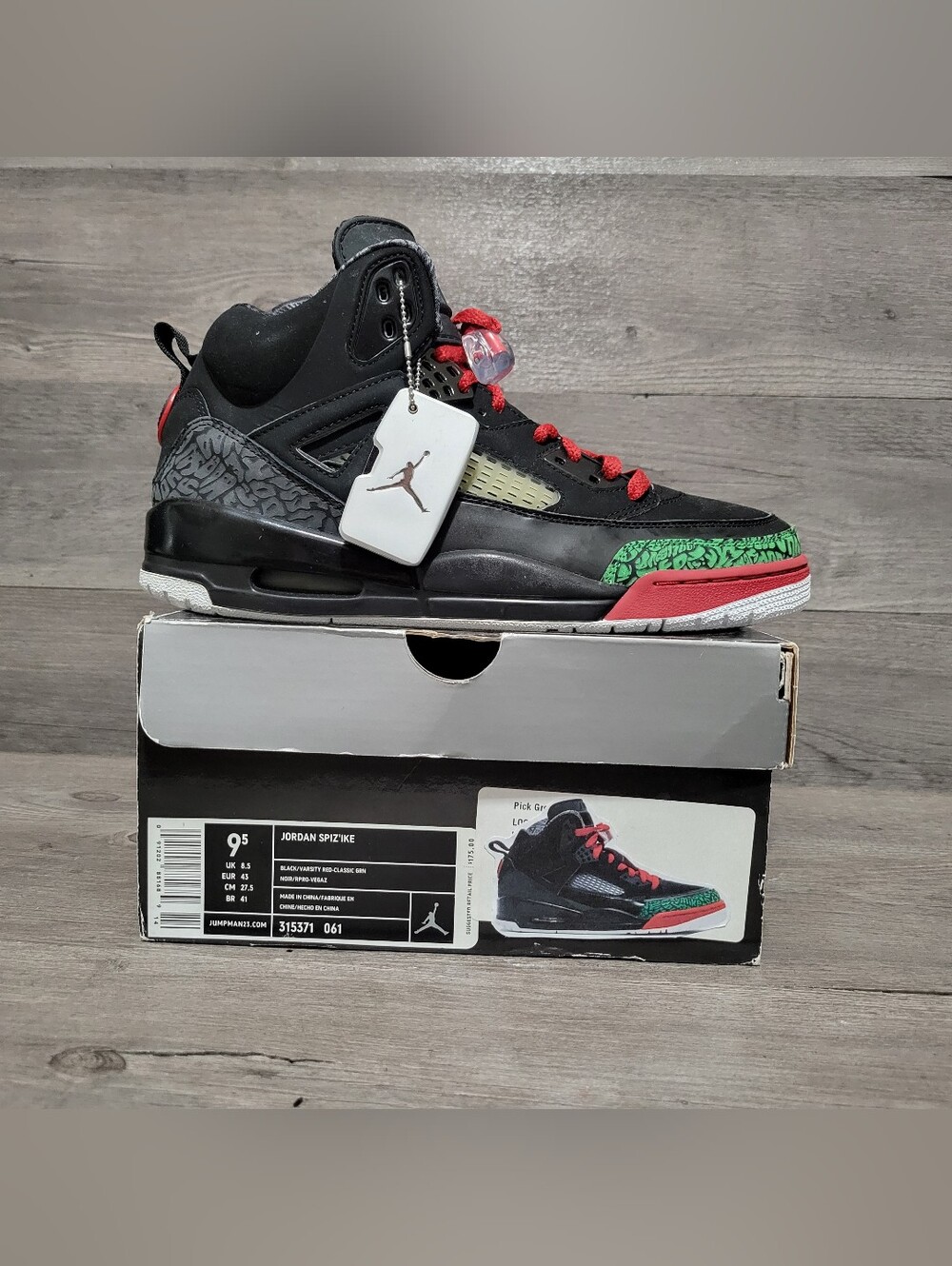 Jordan Spizike 2007 OG Mens Size 9.5 Black Varsity Red 315371-061